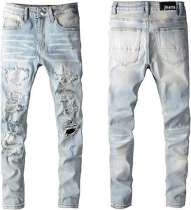 Jean en denim déchiré coupe skinny taille mi-haute longueur pleine style décontracté pour femme en coton pour le printemps - Product Image 2