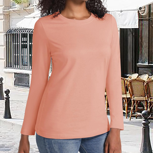 Women Long Sleeve T Shirt Plain Basic Crew Neck Casual Soft Cotton Tee Top Everyday Wear Custom Clothing - Product Image 2
