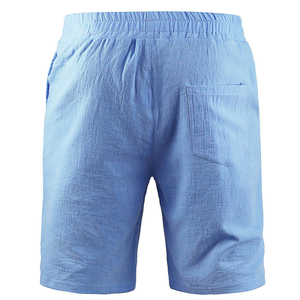 Pantalones Cortos de Lino y Algodón para Hombre, Casuales, con Cordón Ajustable, Cintura Elástica, para Playa, Verano, Transpirables, Corte Holgado - Product Image 4