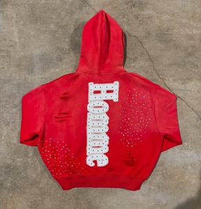 Sweat à capuche personnalisé en molleton 100% coton épais avec strass motif palmier, style streetwear, poche, logo, couleur, taille et emballage personnalisables - Product Image 2