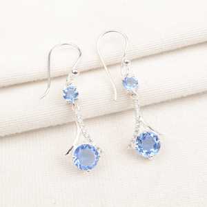Tanzanite <b>Dangle</b> <b>Earrings</b> 925 Sterling <b>Silver</b> CZ Vintage Wedding Anniversary Party Birthstone Jewelry for Women Elegant Gift - Product Image 2