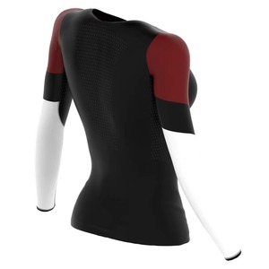 Haut de compression respirant de haute qualité pour femmes, personnalisé, pour le fitness et le sport, imprimé par transfert thermique, 100 % polyester, col en V, coupe courte - Product Image 3