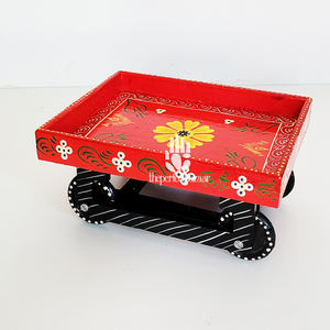 Carrito de Madera Indio, el Thela Pintado a Mano Perfecto para Decoración del Hogar, Proveniente de Uttar Pradesh - Product Image 2