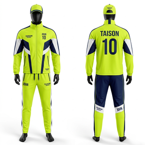 280 GSM Polyester Interlock Field Hockey <b>Tracksuit</b> Neon Yellow Navy <b>White</b> Panel Custom Sublimation Logo - Product Image 1