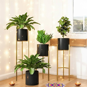 Pot de fleurs décoratif en métal, prix abordable, design créatif, moderne, simple, en métal noir, pour plantes d'intérieur et d'extérieur - Product Image 6