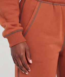 Ensemble de survêtement brodé pour femme, sweat à capuche à manches longues et épaules tombantes, style streetwear décontracté, 100% coton, pantalon de survêtement oversize pour femme - Product Image 5