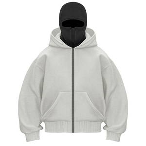 Pasamontañas y sudaderas con capucha tipo ninja con cremallera, logotipo personalizado, sudaderas de moda de forro polar para esquí, sudadera con capucha completa con máscara y cremallera para hombre - Product Image 2