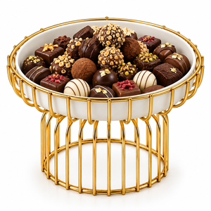 Support à chocolat tendance en fil métallique doré avec bol en métal pour restaurants, hôtels et mariages – Tailles et couleurs personnalisées disponibles ici - Product Image 1