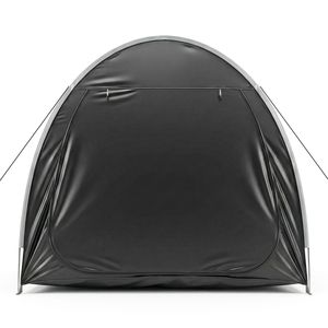 Capanno per biciclette 6.8x4.9FT in Oxford 210D PU argentato con telaio in fibra di vetro nero, doppie porte ad arco nere, per giardino/cortile - Product Image 4