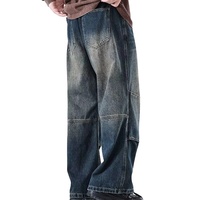 Jean Vintage Japonais en Coton Brut à Bordures Frangées pour Homme, Style Urbain Hip-Hop, Écologique, Respirant, Effet Vieilli, 100% Coton, Taille Ajustée