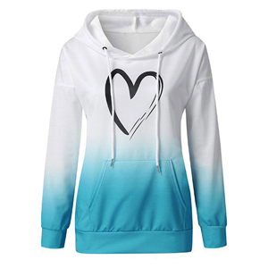 Sudadera con capucha de color degradado para mujer, manga larga, tejida, de poliéster, transpirable, para primavera - Product Image 1