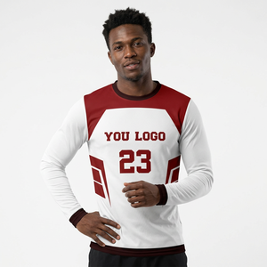 Camiseta de Baloncesto Personalizada Roja y Blanca de Manga Larga, Jersey Deportivo Sublimado con Diseño Personalizado, Uniformes de Equipo - Product Image 1