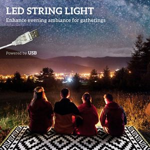 Tappeto in Plastica Intrecciata Reversibile 3,66m x 2,74m per Interni/Esterni con Luci LED, Bianco e Nero, in Materiale PP per Patio o Casa - Product Image 4