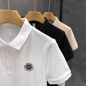 Chemise blanche à manches courtes pour homme avec logo brodé sur le devant, coupe sportive classique, décontractée, respirante, en tissu Oxford de coton - Product Image 2
