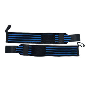 สายรัดข้อมือนีโอพรีนสีดำลายทางสีน้ำเงินแบบหนาสำหรับออกกำลังกาย ป้องกันข้อมือสำหรับการออกกำลังกายแบบกำหนดเอง ขายส่งสายรัดข้อมือ - Product Image 4