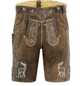 Men's Lederhosen Shorts High Waist Embroidered <b>Animal</b> <b>Pattern</b> Button Fly Vintage Breathable Casual Shorts Trachten Bavarian - Product Image 2