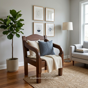 Canapé d'angle rustique artisanal une place avec accoudoir carré en bois de bateau recyclé naturel, démontable, écologique, intérieur/extérieur - Product Image 5