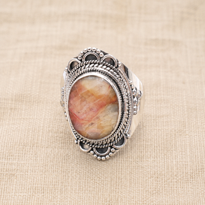 Natural Rhodochrosite Large Gemstone <b>Ring</b> <b>925</b> Sterling <b>Silver</b> Handmade Vintage Boho Statement <b>Ring</b> Women Jewelry Christmas gift - Product Image 4