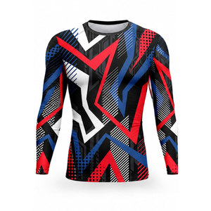 Men's Full Sleeve Rash Guard <b>Black</b> White Abstract Print Quick Dry Polyester <b>Shirt</b> for Adults - Product Image 2