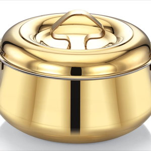High-Quality Diamond Hammered Stainless Steel Casserole Insulated Hot Pot Food Warmer With Brass <b>Knob</b> For Home Hotel & Events - Product Image 6