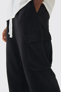Pantalon cargo oversize personnalisé pour homme, 100 % coton, léger, couleur unie, en molleton, coupe mi-haute, jambe large, décontracté et respirant - Product Image 3