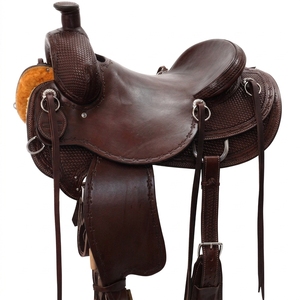 Selle Western en Cuir Véritable Durable avec Arceau en Fibre et Quincaillerie en Acier Inoxydable – Confortable pour les Activités Équestres sur Sentier et Ranch - Product Image 1