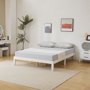 Basic Single Pine Wood Bed Frame 189*136*30.5cm Washed White Painted Full Size Wooden Beds - Product Image 3