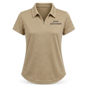 เสื้อโปโลแขนสั้นสำหรับผู้หญิงสำหรับเล่นพิคเคิลบอล ทรงเข้ารูป ระบายเหงื่อได้ดี ปิดด้วยซิป สีพื้น สามารถสกรีนโลโก้ได้ ชุดกีฬา - Product Image 3