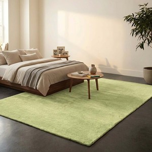 Alfombra de terciopelo verde pastel sólido, alfombra moderna hecha a mano para sala de estar, dormitorio, decoración minimalista contemporánea, alfombra de lujo - Product Image 4