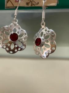 A High Quality <b>Earrings</b> Designer Best Price <b>Earrings</b> for Women Silver Jewelry <b>Red</b> Stone Bohemian style Handmade Birthstone May - Product Image 3