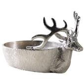 Moderno y Rústico Soporte de Aluminio Fundido para Dulces y Joyas con Diseño de Ciervo, Decorativo Animal del Bosque Plateado - Product Image 4