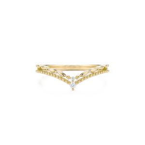 Bague de fiançailles en or massif 10K 14K avec double bande incurvée en chevron, diamant de laboratoire rond certifié IGI, pavé de diamants, cadeau d'anniversaire - Product Image 1