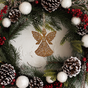 Décorations de Noël rustiques vintage en métal découpé au laser, ornements suspendus pour arbre, pour fêtes et décoration intérieure, décorations de Noël - Product Image 2