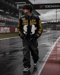Chaqueta de Cuero Negra Unisex Extra Grande H-D, Manga Larga, Logotipo Frontal, Resistente al Viento, para Motocicleta, Bordado 3D, Impresión por Transferencia de Calor - Product Image 1