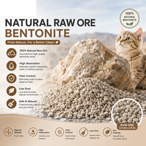 Litière agglomérante pour chat en bentonite, granulométrie 1-4 mm, forme de boule, marque privée OEM, litière naturelle pour chat, fabricant exportateur en Inde, fournisseur en gros - Product Image 1