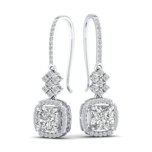 Boucles d'oreilles pendantes REYES personnalisées en argent sterling 925 avec diamants HPHT CVD cultivés en laboratoire, plaquées or 14 carats, pour mariage et soirées, bijoux raffinés - Product Image 5