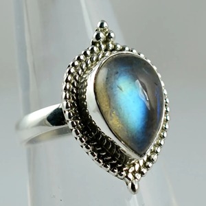 <b>Labradorite</b> <b>Ring</b> 925 Sterling Silver Handmade Boho Statement Promise Jewelry for Women Natural Pear Shape Gemstone Jewelry - Product Image 4