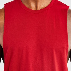 Camiseta sin mangas de algodón para hombre, estilo fitness, cuello redondo, aberturas en los brazos, logo frontal, estilo urbano, 180g, camiseta de tirantes para gimnasio, camiseta muscular. - Product Image 3