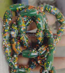 Large Chunky Chevron Glass <b>Beads</b> Handmade Round Trade <b>Beads</b> Box Blue <b>Red</b> for Jewelry Making Tribal Crafts Necklace Design - Product Image 5