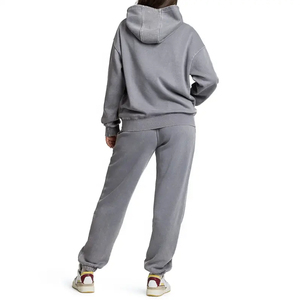 Conjunto de sudadera de forro polar extragrande para mujer, sudadera con capucha de manga larga y pantalones deportivos, chándal informal cálido de dos piezas para invierno - Product Image 3