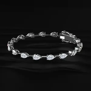 Brazalete de Diamantes en Forma de Pera con Claridad VVS-VS, Brazalete de Diamantes Cultivados en Laboratorio con Certificado IGI, Color D-F, CVD, para Venta al Por Mayor - Product Image 2