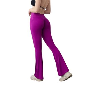 OEM ODM Women High Waist Flare Yoga Leggings Lightweight Flexible Fitness Gym <b>Pants</b> Wholesale Purple - Product Image 4