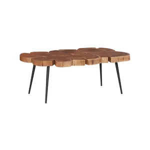 Mesa de Centro de Madera de Nogal con Borde Natural, Diseño Moderno, Ecológica y Duradera, para Sala de Estar - Product Image 1