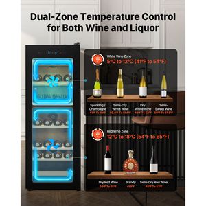 Cave à vin double zone autonome 42 bouteilles, température réglable 41-65°F, mini cave avec porte vitrée - Product Image 3
