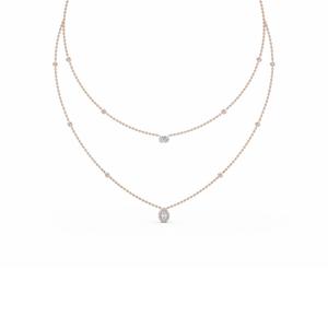 Collier à deux rangs en or rose avec diamants de laboratoire multi-formes de 1,69 ct, lumineux - Product Image 2