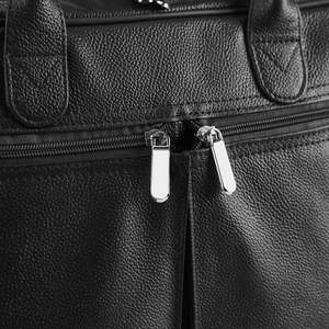 Stylish Executive Dark Black Leather Office Bag with Adjustable Shoulder Strap Front Two Zip Pockets and Laptop Protection - Product Image 3