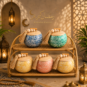 Tendencia en Regalos para Eid Garangao Gergean, Dátiles, Chocolates y Decoración, Impresionante Caja de Bambú Hecha a Mano con Tapa para Ramadán - Product Image 1