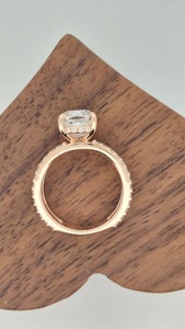 3 carat Rose <b>Gold</b> Cushion Cut Diamond Engagement <b>Ring</b> Pave Setting Solitaire Classic Women's Fine Jewelry - Product Image 6