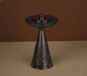 Quemador de incienso de lujo de latón con base cónica de mármol blanco, moderno quemador árabe de Oud, incensario de aromaterapia de metal perforado - Product Image 6