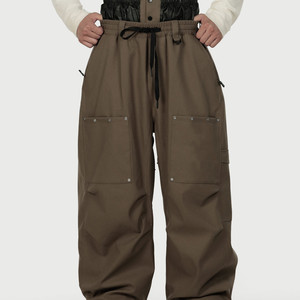 Custom Beige Plus Size Loose Hip Hop <b>Ski</b> Pants Unisex Streetwear Outdoor Cargo Baggy Breathable 10,000mm Waterproof - Product Image 1